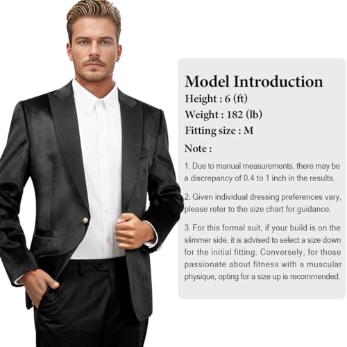 WYWK Men's Velvet Blazer One Button Casual Tuxedo