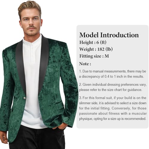 WYWK Men's Velvet One Button Blazer