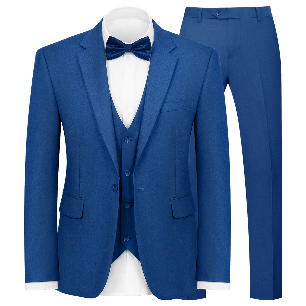 WYWK Men's 3-Piece Suit Jacket Vest Pants and Bow Tie Set